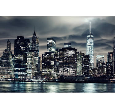 Cortina roller living comedor nueva york de noche - TenVinilo