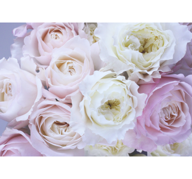 Cortina roller living comedor rosas diferentes en close up - TenVinilo