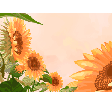 Cortina roller living comedor girasoles pintados - TenVinilo