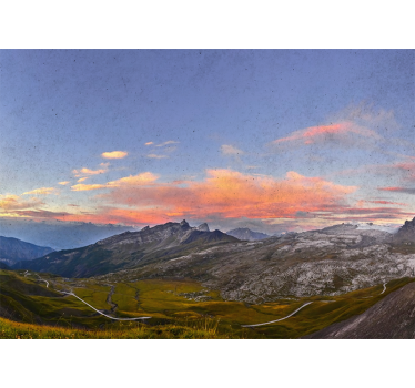 Cortina roller living comedor atardecer hermoso en montañas - TenVinilo