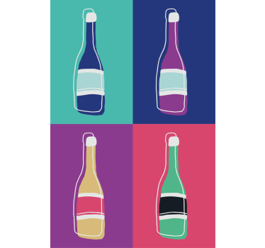 Cortina roller living comedor botellas de champán pop art - TenVinilo