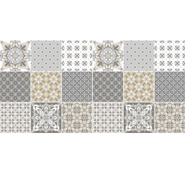Cortina roller beige efecto azulejo marroquí - TenVinilo