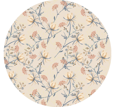 Cortina roller beige superficie de flores botánicas - TenVinilo