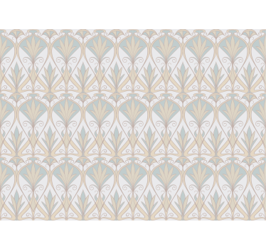 Cortina roller beige con patrón floral retro botánico - TenVinilo