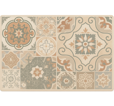 Cortina roller beige azulejos de cemento varios tamaños - TenVinilo