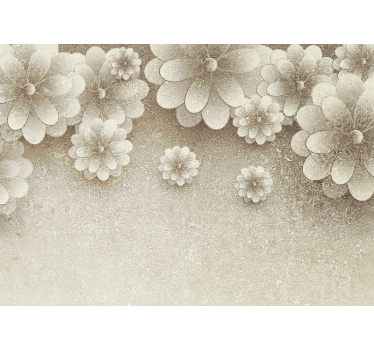 Cortina roller beige efecto flores 3d gris - TenVinilo
