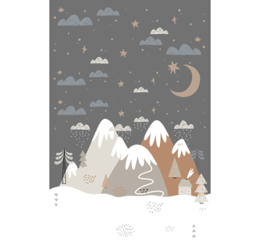 Estor habitación infantil con montañas nevadas - TenVinilo