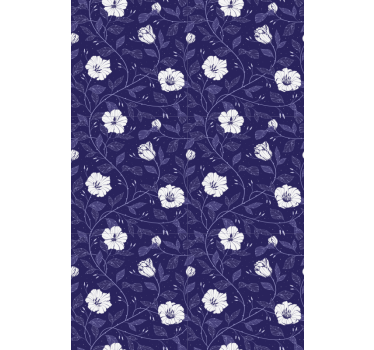 Estor estampado floral azul de flores blancas - TenVinilo