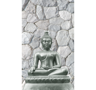 Estor enrollable gris estilo zen buda de piedra - TenVinilo