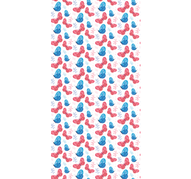 Cortina roller mariposas colores azul y rojo - TenVinilo