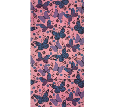 Cortina roller mariposas fondo rosa - TenVinilo