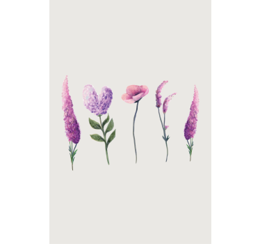 Estor estampado floral diseño flores moradas - TenVinilo