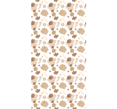 Cortina roller flores patrón beige orgánico - TenVinilo