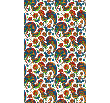 Estor estilo floral Pollos de colores y polaco. - TenVinilo