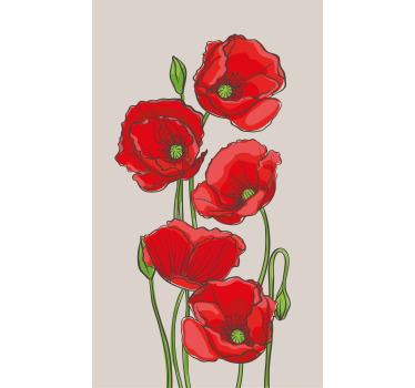 Cortina roller floral flores de amapola roja - TenVinilo