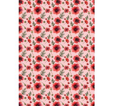 Cortina roller flores patrón floral de amapola - TenVinilo
