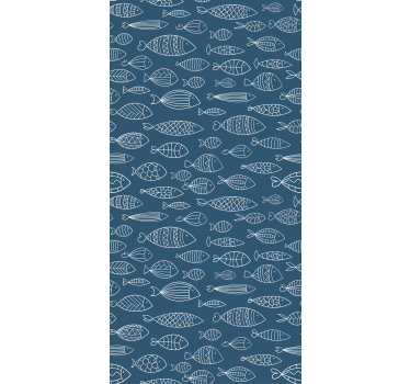 Estor estilo moderno Silueta blanca de peces - TenVinilo
