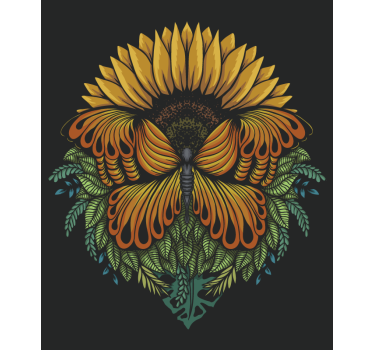 Cortina roller mariposas motivo de girasol - TenVinilo