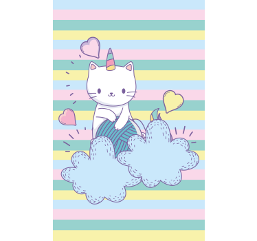 Estor habitación infantil Gato unicornio en las nubes - TenVinilo