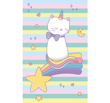 Estor habitación infantil Gato unicornio en estrella fugaz - TenVinilo