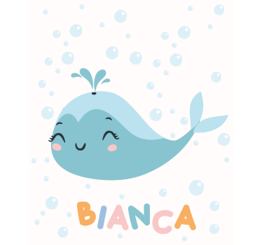 Estor con nombre infantil de ballena feliz - TenVinilo