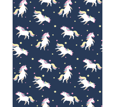 Cortina roller infantil unicornios mágicos corriendo - TenVinilo