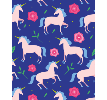 Cortina roller infantil unicornios y flores - TenVinilo