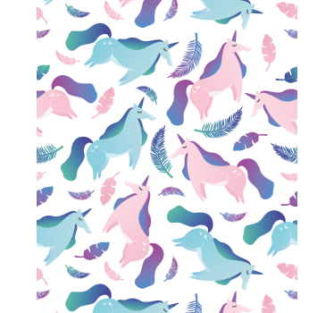 Cortina roller infantil unicornios y plumas - TenVinilo
