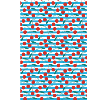 Estor enrollable cocina rayas azules con cerezas - TenVinilo
