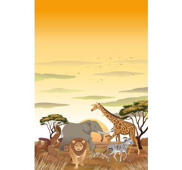 Estor de animales Paisaje africano de dibujos animados - TenVinilo
