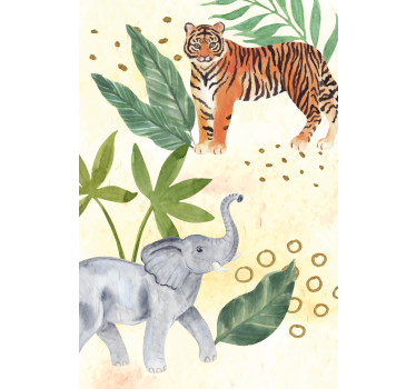 Cortina roller infantil encuentro con animales tropicales - TenVinilo