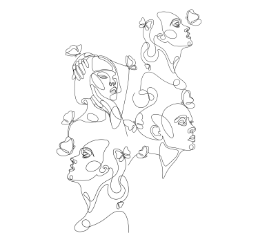 Cortina roller dibujos caras de arte lineal - TenVinilo