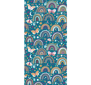 Cortina roller infantil arcoiris y mariposas de colores - TenVinilo