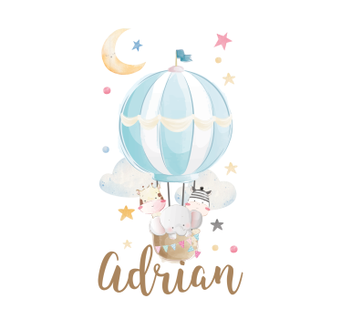 Estor enrollable infantil pastel globo con nombre - TenVinilo
