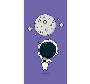 Cortina roller divertida astronauta sosteniendo la luna - TenVinilo
