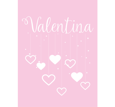 Estor infantil Corazones colgantes sobre fondo rosa - TenVinilo