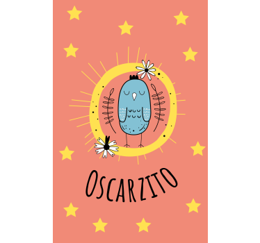 Cortina roller infantil pájaro azul con nombre - TenVinilo