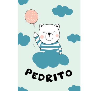 Cortina roller para bebé oso con globo y nombre - TenVinilo