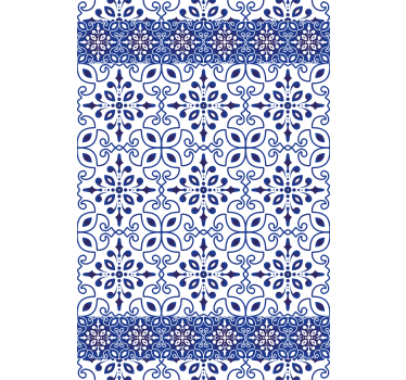 Cortina roller baño azulejos azules ornamentados - TenVinilo