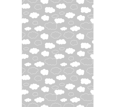 Estor de nubes Fondo gris con dibujos animados blancos - TenVinilo