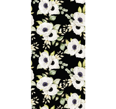 Cortina roller floral elegantes flores blancas - TenVinilo