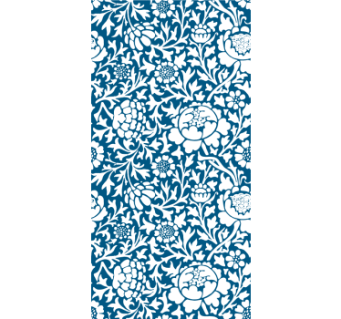 Cortina roller floral patrón vintage azul - TenVinilo