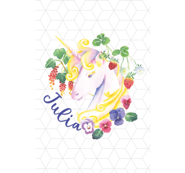Cortina roller infantil unicornio floral con nombre - TenVinilo