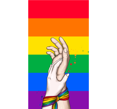 Estor para salón Manos humanas y cinta arcoíris lgbt - TenVinilo