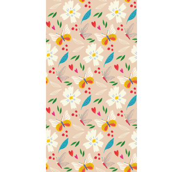 Cortina roller mariposas estampado floral beige - TenVinilo