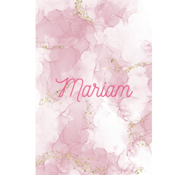 Cortina roller elegante mármol rosa con nombre - TenVinilo