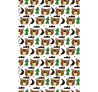 Estor estilo nórdico Osos y árboles de color sólido - TenVinilo