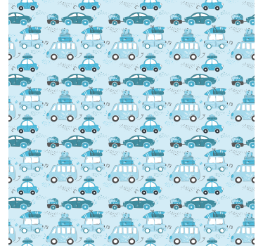Cortina roller infantil patrón de coches azules - TenVinilo