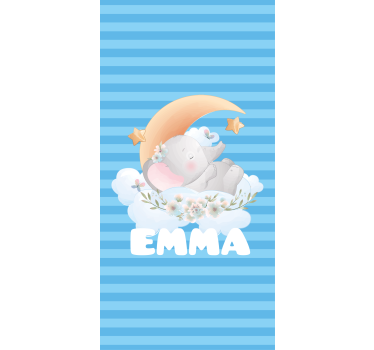 Estor enrollable azul personalizado elefante durmiendo - TenVinilo