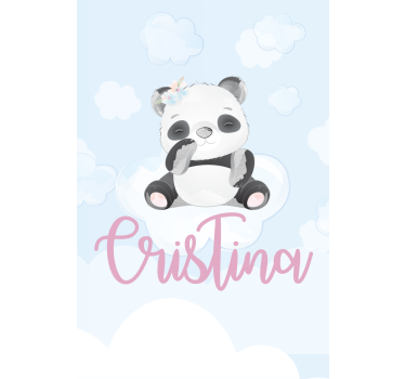 Cortina roller infantil bebé panda sentado con nombre - TenVinilo